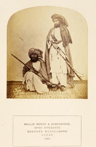 Mullik Morad和Ahmedshere，Sipah Afreedees，Soonnee Musulmans，Kohat，来自印度人民，J. Forbes Watson，1868年出版（蛋白印刷品） 作者 英国摄影师